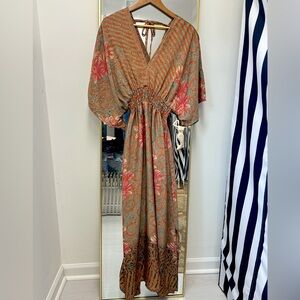 Wayan dress, size s, pink, brown, green